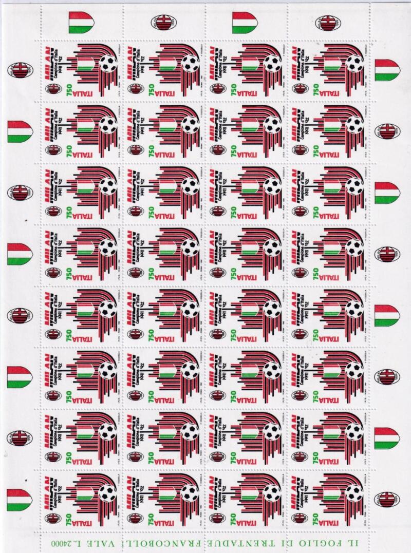 Minifoglio Italia Anno 1992 cat. n. 2037 Milan Campione d'Italia
