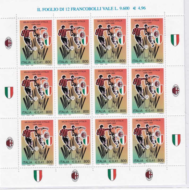Minifoglio Italia Anno 1999 cat. n. 2452 Milan Campione d'Italia