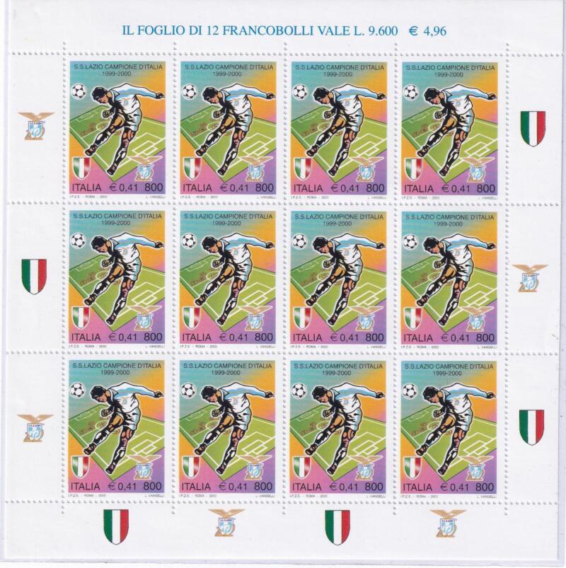 Minifoglio Italia Anno 2000 cat. n. 2518 S. S. Lazio Campione d'Italia