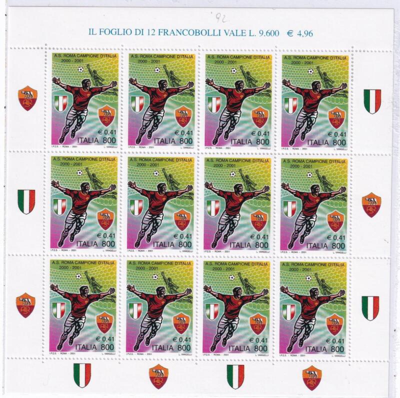 Minifoglio Italia Anno 2001 cat. n. 2589 A. S. Roma Campione d'Italia