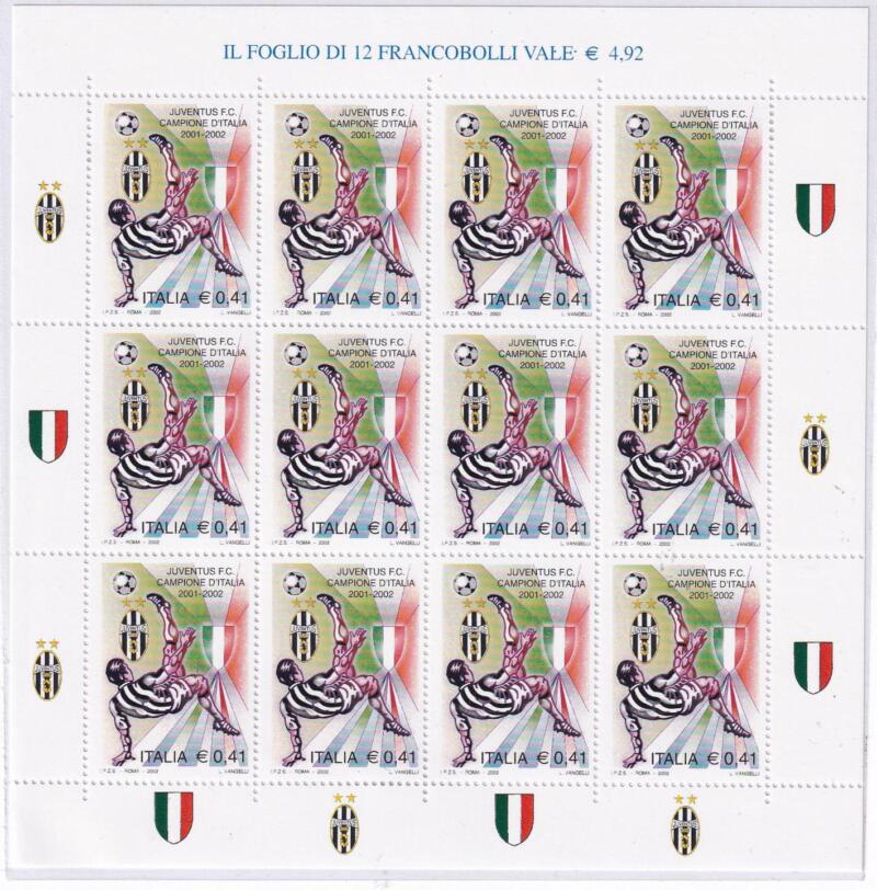 Minifoglio Italia Anno 2002 cat. n. 2661 Juventus Campione d'Italia