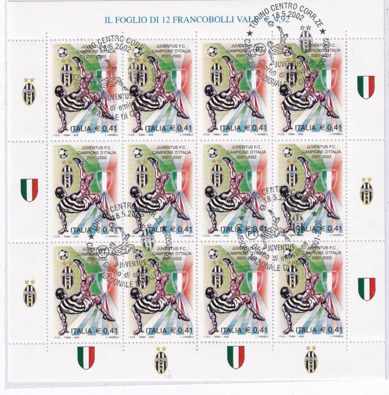 Minifoglio Italia Anno 2002 cat. n. 2661 Juventus Campione d’Italia Annullo speciale