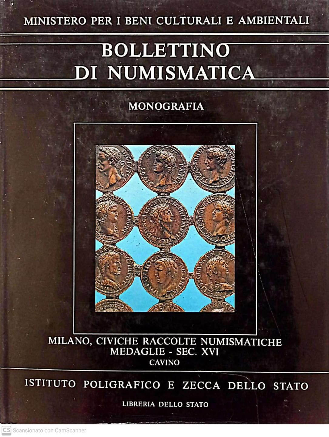 bollettino numismatica - monografia - catalogo medaglie sec XVI cavino