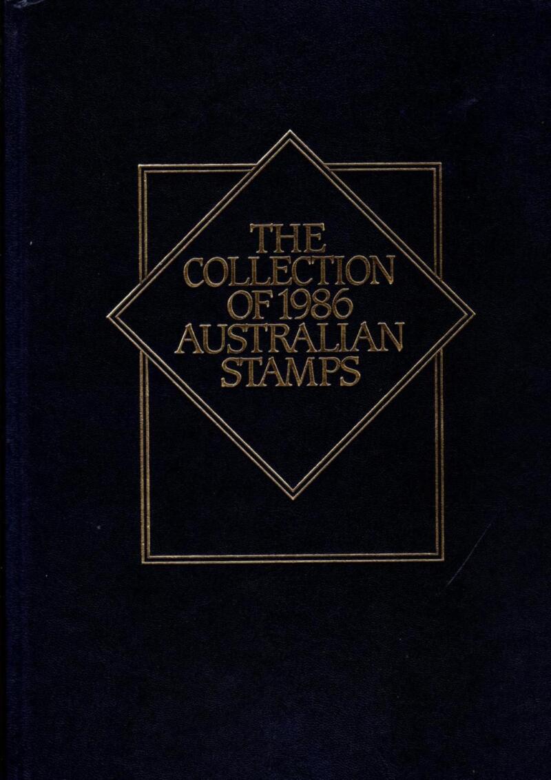 Folder di Poste Australiane con immagini e descrizione dei francobolli emessi nel 1986 The Collection of 1986 Australian Stamps
