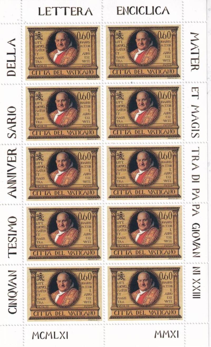 Minifoglio Vaticano Anno 2011 cat. n. 1583 Cinquantenario Enciclica Mater et Magistra