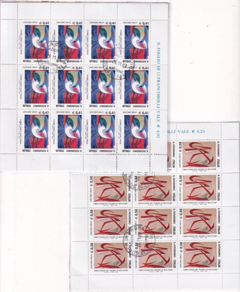 Minifogli Italia Anno 2003 cat. n. 2755-2756 Movimento Artistico Futurismo con Annullo speciale