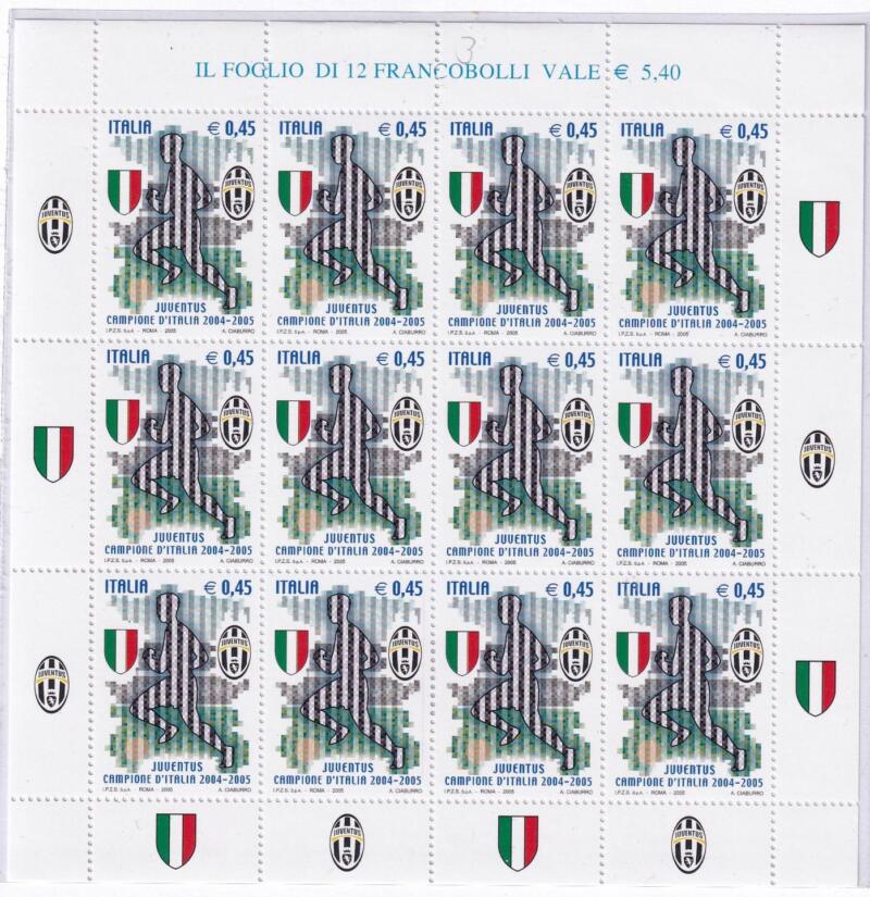 Minifoglio Italia Anno 2005 cat. n. 2872 Juventus Campione d’Italia