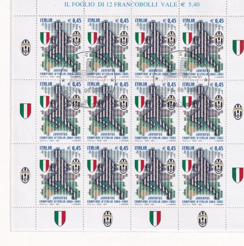 Minifoglio Italia Anno 2005 cat. n. 2872 Juventus Campione d’Italia Annullo speciale