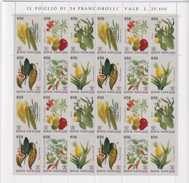 Minifoglio Vaticano Anno 1992 cat. n. 942-947 Flora del Nuovo Mondo