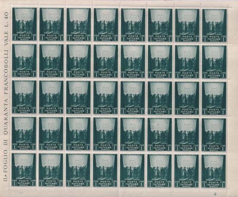 Fogli Vaticano Anno 1945 cat. n. 99-101 Pro Prigionieri Serie III