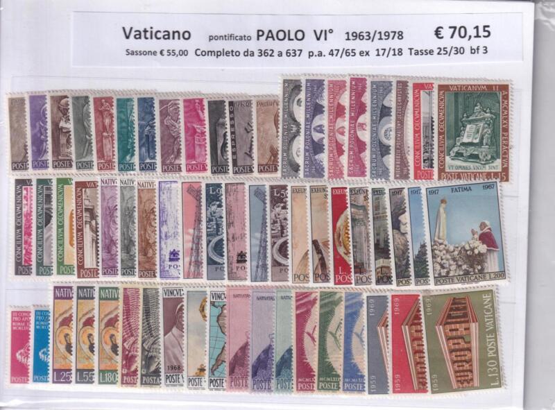 Francobolli Vaticano Anni 1963-1978 Paolo VI Annate complete