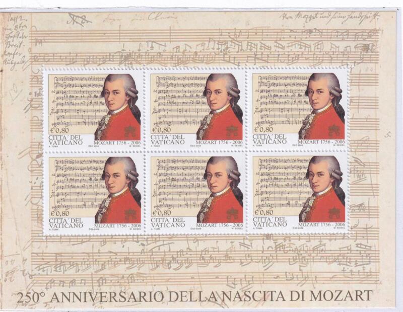 Foglietto Vaticano Anno 2006 cat. BF. 42 250esimo Anniversario nascita Mozart
