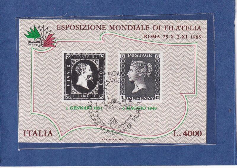 Foglietto Italia Anno 1985 Esposizione internazionale Filatelia Roma 85 con Annullo speciale
