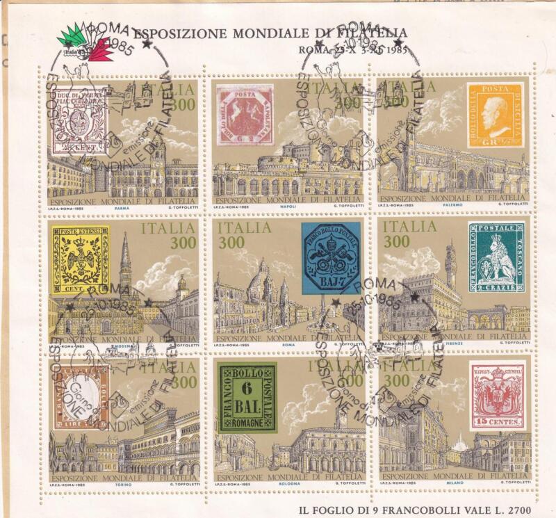 Foglietto Italia Anno 1985 Esposizione internazionale Filatelia Roma 85 (BF. n. 2) con Annullo speciale