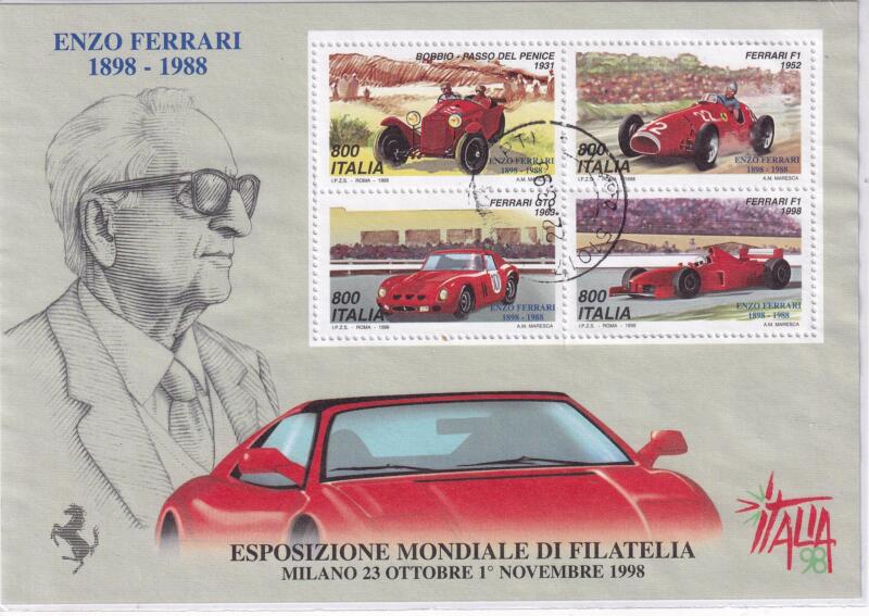 Foglietto Italia Anno 1998 Esposizione Mondiale Filatelia Italia 98 (BF. n. 20) con Annullo ordinario
