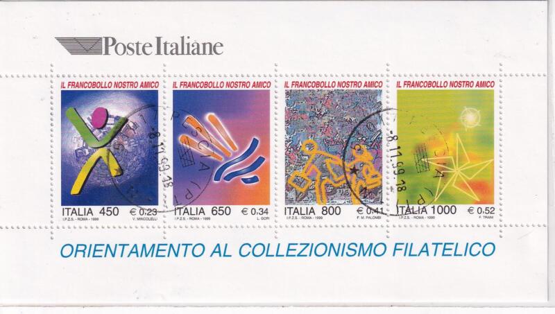 Foglietto Italia Anno 1999 Orientamento al collezionismo filatelico (BF. n. 22) con Annullo ordinario