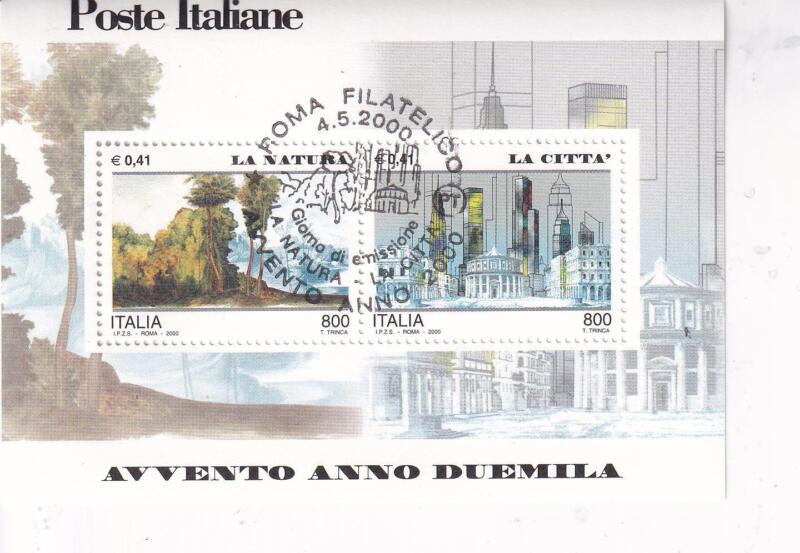 Foglietto Italia Anno 2000 Avvento Anno 2000 (BF. n. 26) con Annullo Speciale