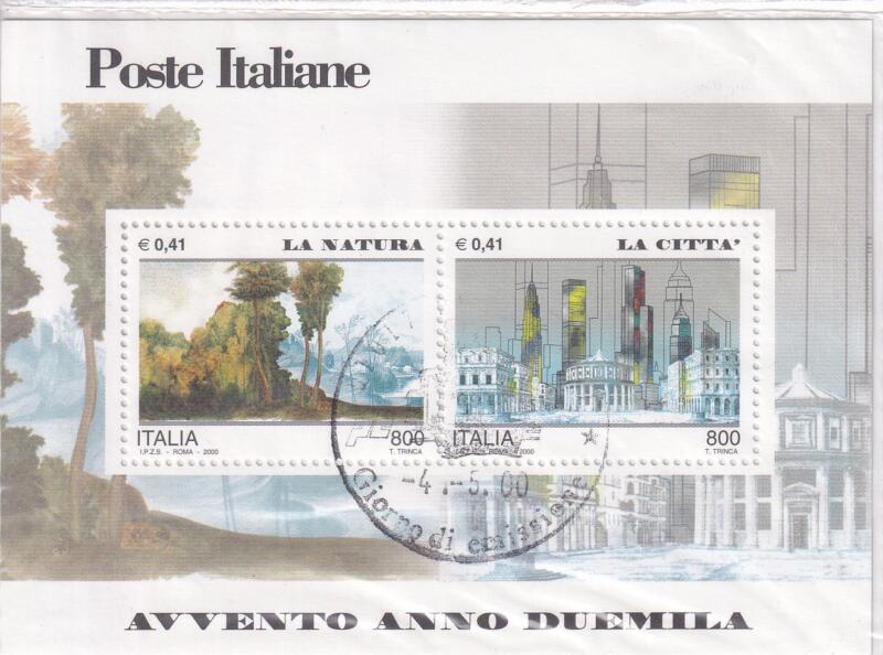 Foglietto Italia Anno 2000 Avvento Anno 2000 (BF. n. 26) con Annullo Speciale
