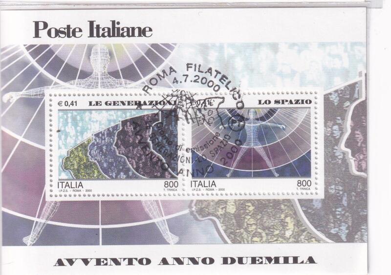 Foglietto Italia Anno 2000 Avvento Anno 2000 (BF. n. 27) con Annullo Speciale