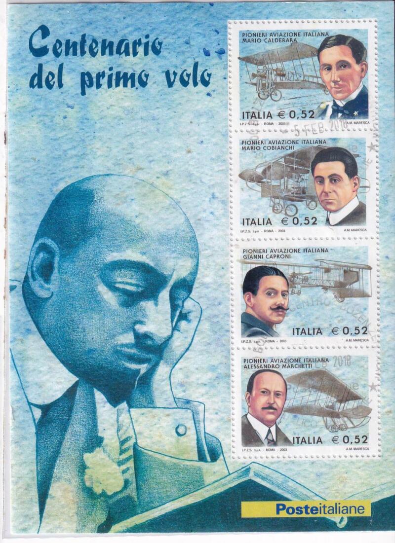 Foglietto Italia Anno 2003 Centenario Primo Volo a Motore (BF. n. 35) con Annullo ordinario