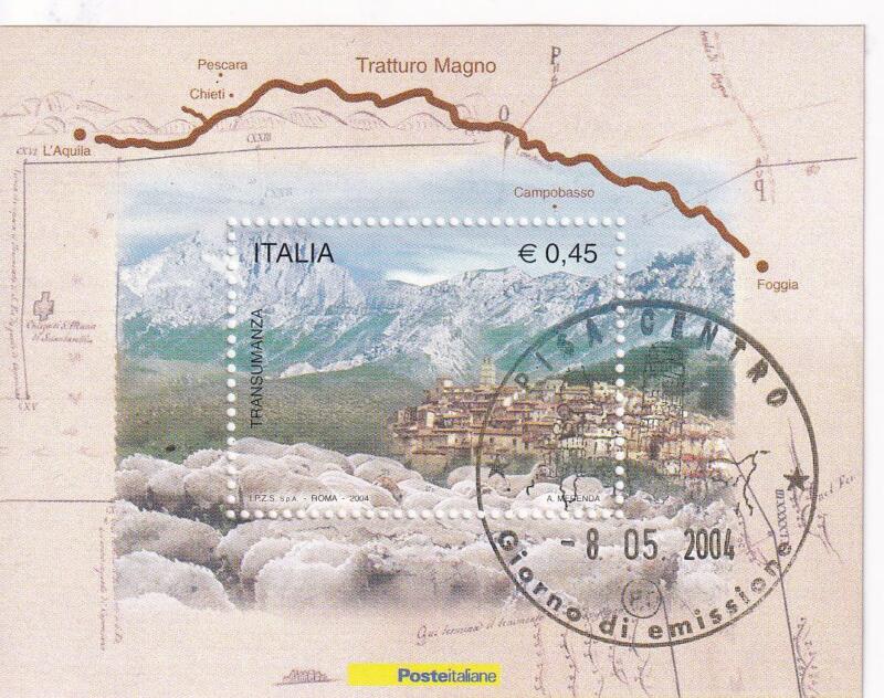 Foglietto Italia Anno 2004 Transumanza (BF. n. 37) con Annullo Speciale