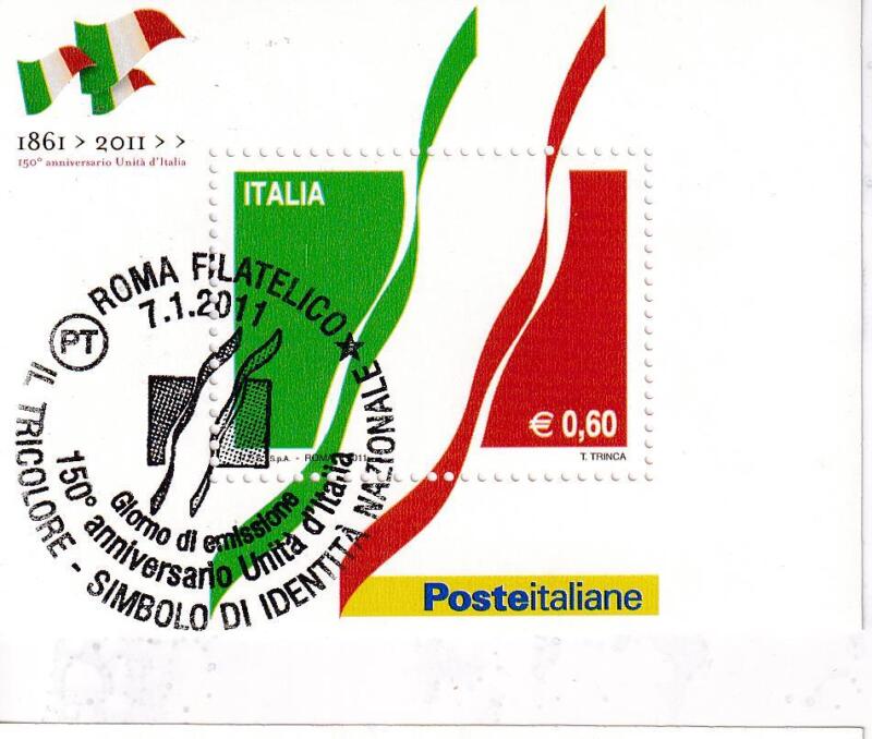 Foglietto Italia Anno 2011 150esimo Anniversario Unità d'Italia (BF n. 57) Annullo speciale