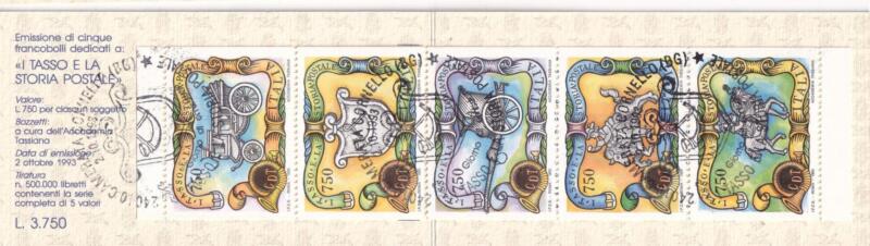 Libretto Italia Anno 1993 I Tasso e la Storia postale (Lb n. 14) con Annullo speciale