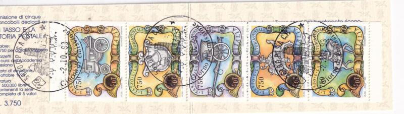 Libretto Italia Anno 1993 I Tasso e la Storia postale (Lb n. 14) con Annullo speciale primo giorno di emissione