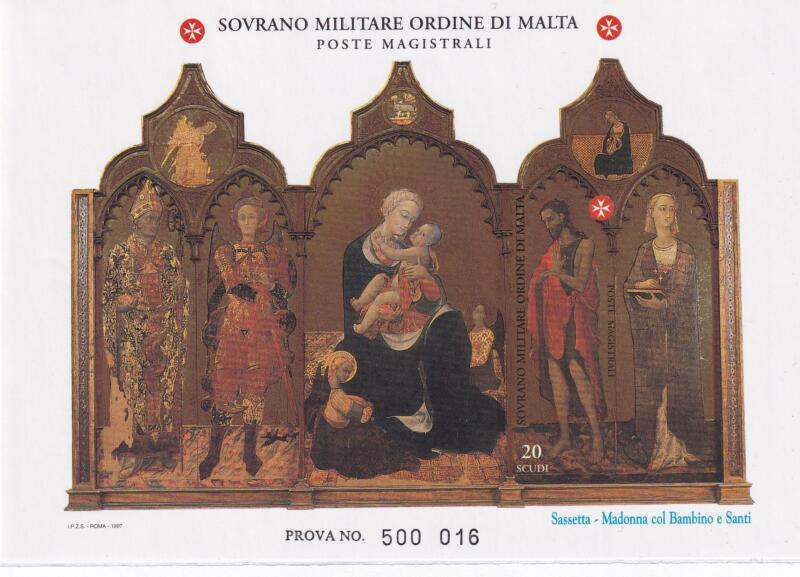 Francobolli S.M.O.M. Anno 1997 Prova Foglietto San Giovanni (BF n. 50)