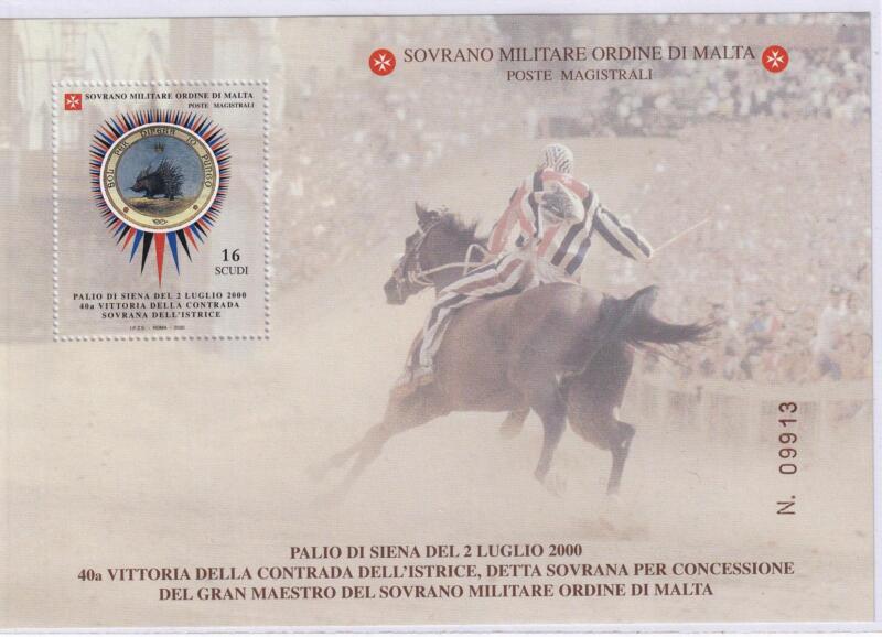 Francobolli S.M.O.M. Anno 2000 Prova Foglietto Palio di Siena (BF n. 62)