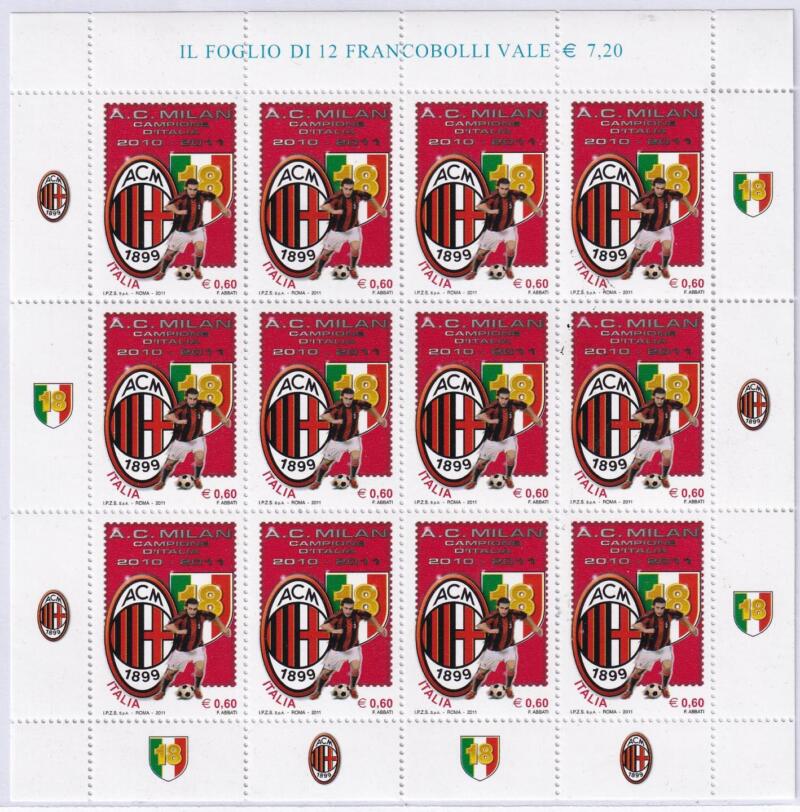 Minifoglio Italia Anno 2011 cat. n. 3319 Milan Campione d'Italia 2010-2011