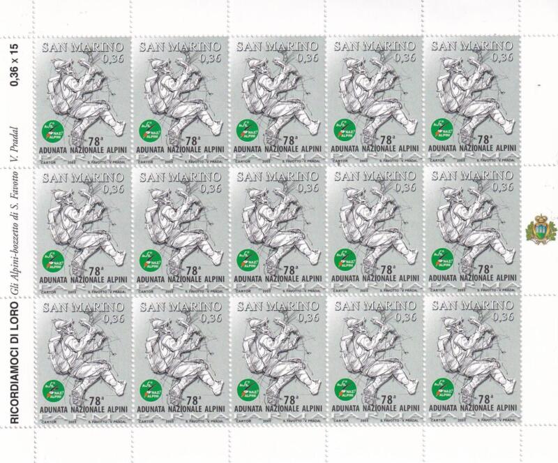 Minifogli San Marino Anno 2005 Omaggio agli Alpini (cat. n. 2035-2038)