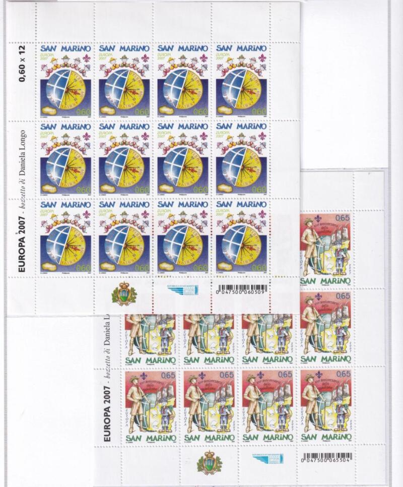 Minifogli San Marino Anno 2007 Europa. Centenario dello scoutismo (cat. n. 2147-2148)
