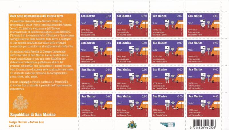 Minifogli San Marino Anno 2008 Anno internazionale del Pianeta Terra (cat. n. 2174-2177)