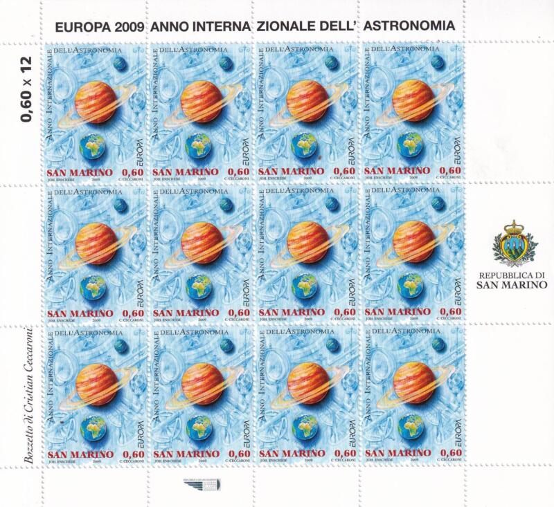 Minifogli San Marino Anno 2009 Europa. Anno Internazionale dell’Astronomia (cat. n. 2226-2227)