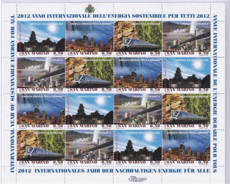 Minifoglio San Marino Anno 2012 Anno internazionale dell’energia sostenibile (cat. n. 2355-2358)