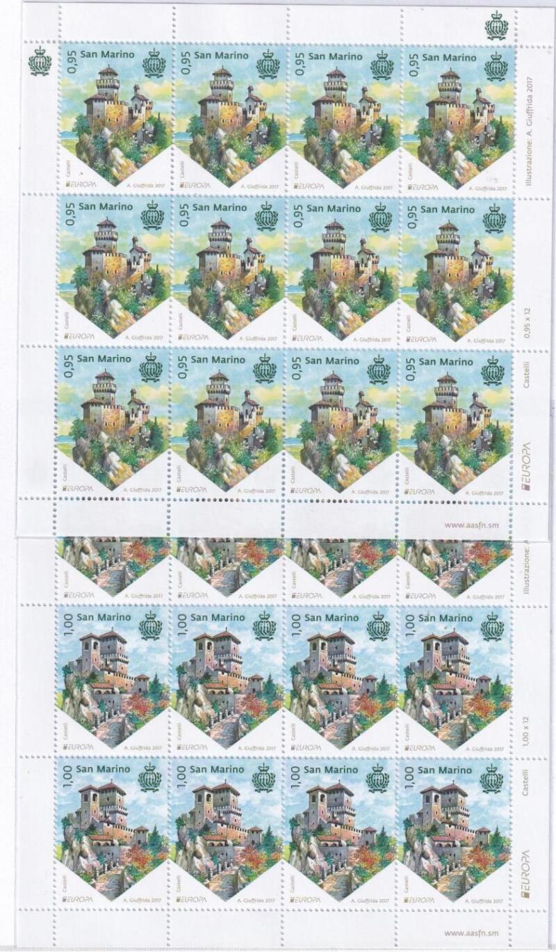 Minifogli San Marino Anno 2017 Europa. Castelli (cat. n. 2555-2556)