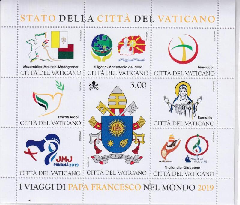 Foglietto Vaticano, Anno 2020, I viaggi nel mondo di Papa Francesco nel 2019 (BF n. 104)