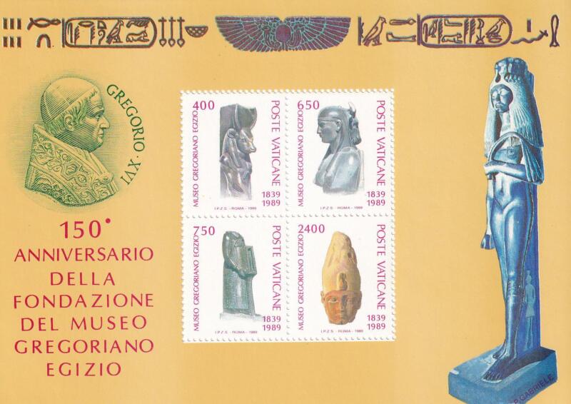 Foglietto Vaticano, Anno 1989, 15esimo anniversario della fondazione del Museo Gregoriano-egizio (BF n. 11)