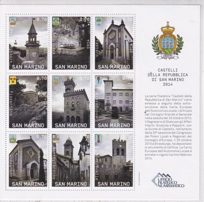 Foglietto San Marino Anno 2014 Castelli della Repubblica (BF n. 133)