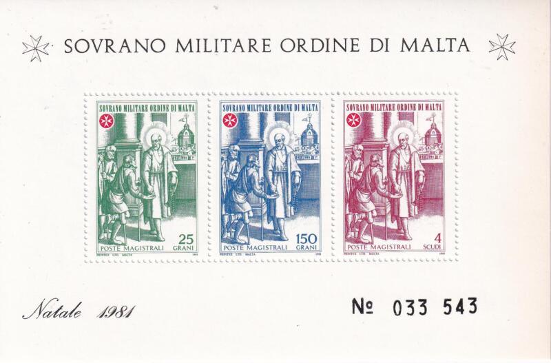 Foglietto S.M.O.M. Anno 1981 Natale. Beato Frà' don Garcia Martinez (BF n. 15)