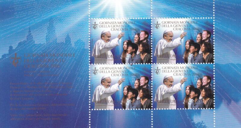Minifoglio Vaticano, Anno 2016, 31esima giornata mondiale della gioventù. Emissione congiunta con la Polonia (MF n. 1738) con corrispondenti Minifoglio e Foglietto della Polonia