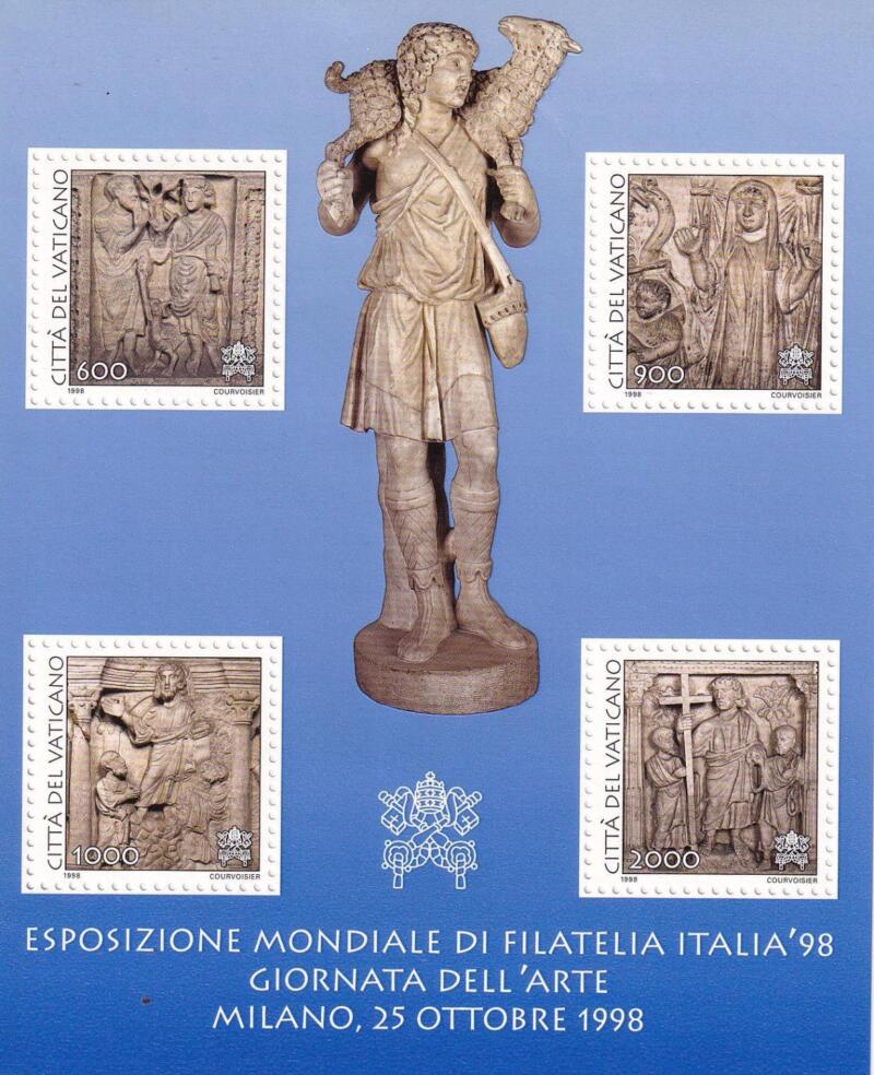 Foglietto Vaticano, Anno 1998, Italia 98. Esposizione mondiale di filatelia, Milano. ‘Giornata dell’Arte’ (BF. n. 19)