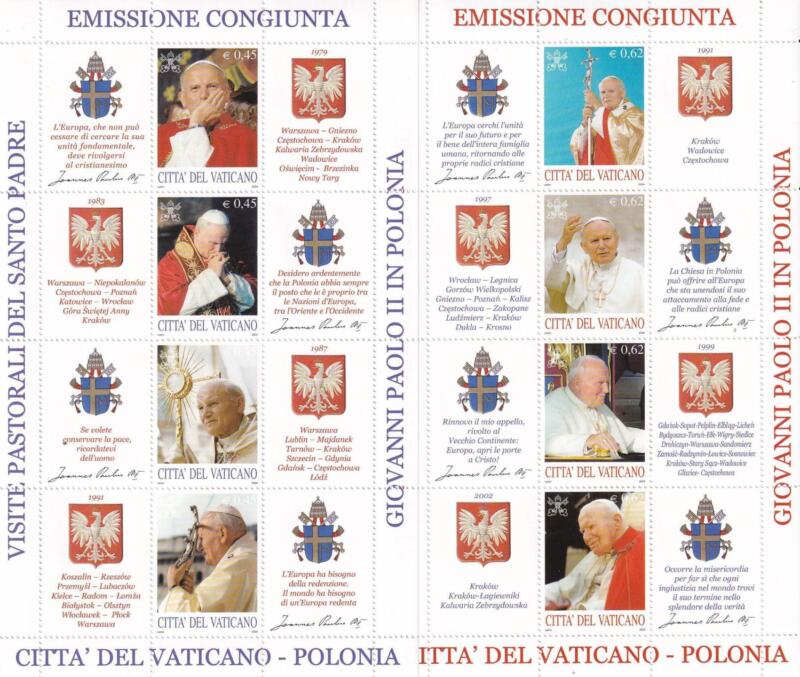 Foglietti Vaticano, Anno 2004, La Polonia e l’Europa. Emissione congiunta con la Polonia (BF n. 29-30)