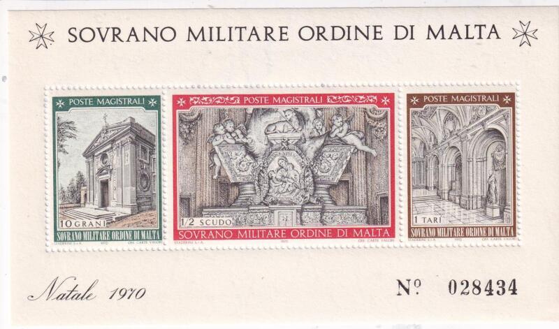 Foglietto S.M.O.M. Anno 1970 Natale. Chiesa di Santa Maria del Priorato in Roma (BF n. 3)