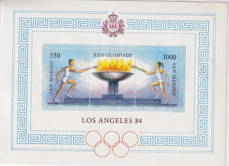 Foglietto San Marino Anno 1984 Olimpiadi di Los Angeles (BF n. 40)