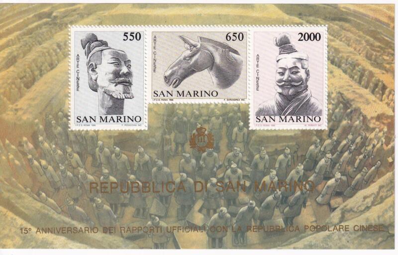 Foglietto San Marino Anno 1986 15esimo Anniversario dei rapporti ufficiali con la Repubblica Popolare Cinese (BF. n. 41)