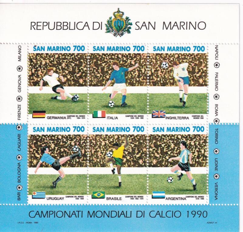 Foglietto San Marino Anno 1990 Campionati mondiali di calcio Italia 90 (BF n. 44)