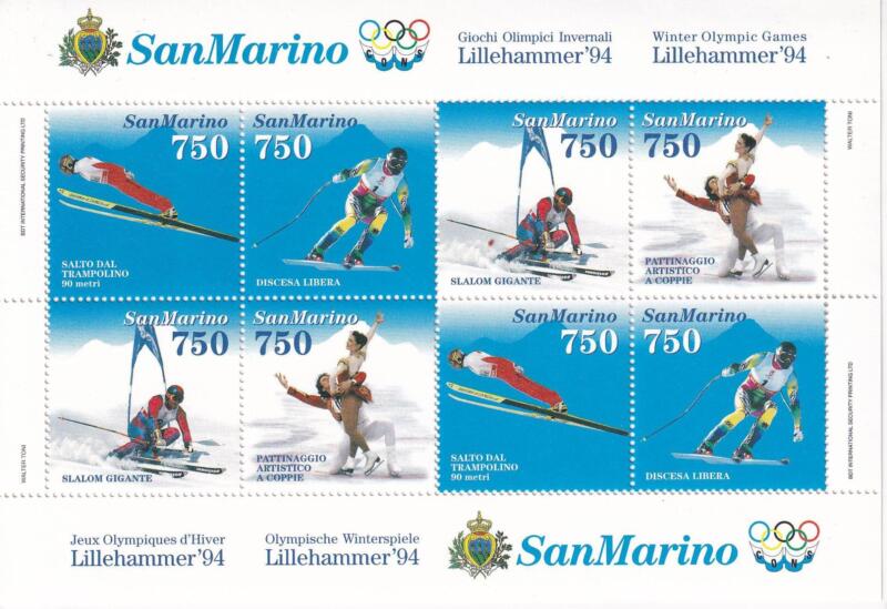Foglietto San Marino Anno 1994 Giochi Olimpici Invernali Lillehammer 94 (BF. n. 49)