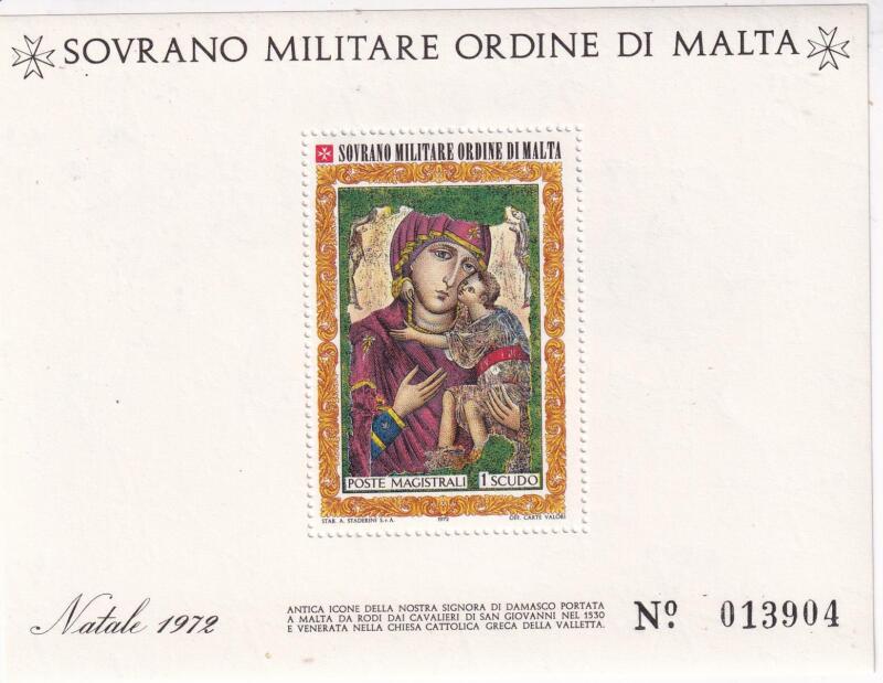 Foglietto S.M.O.M. Anno 1972 Natale. Nostra Signora di Damasco (BF n. 5)